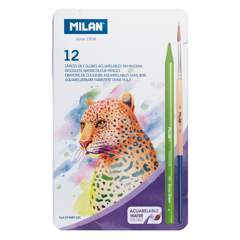 Akvarelinių pieštukų rinkinys AQUARELL 12 vnt 07468112C MILAN, R06-479