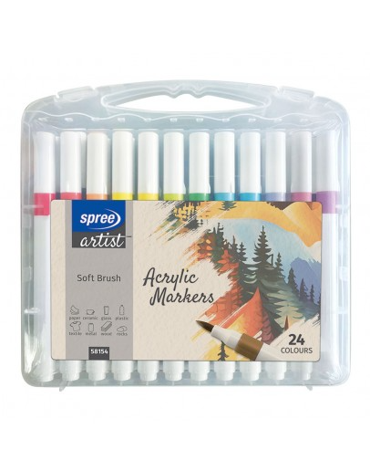 Flomasteriai 24 spalvų Acrylic Soft Brush 58154 SPR, R07-213