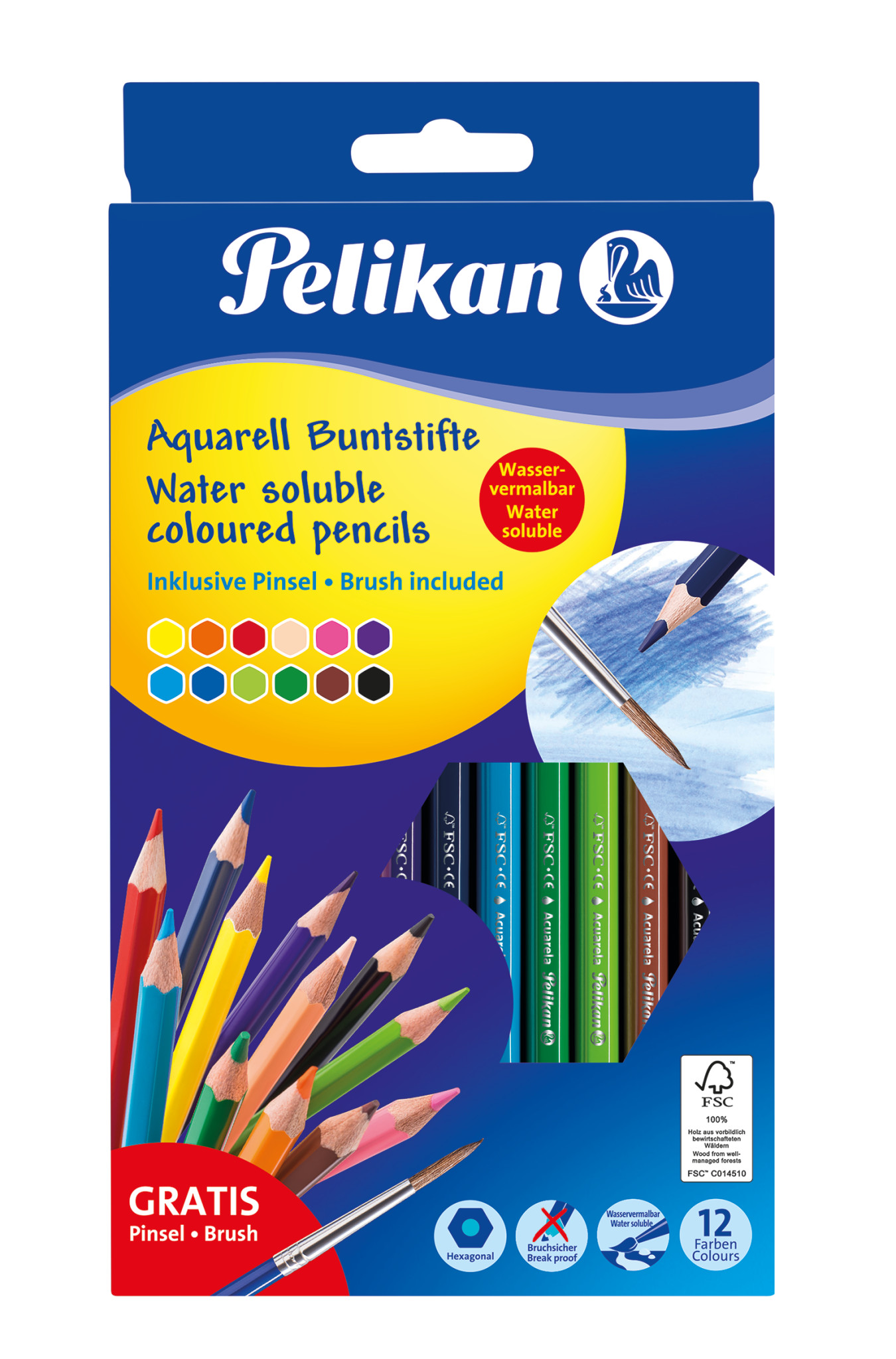 Pieštukai akvareliniai 12 spalvų 700672 PELIKAN, R06-164
