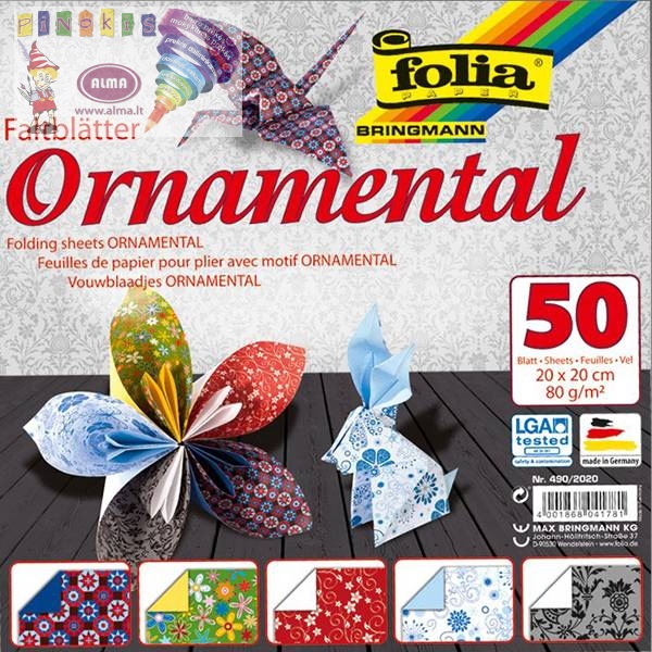 B06-709 Origami ORNAMENTAL 20x20cm 80g/m 50vnt 490/2020 FOLIA