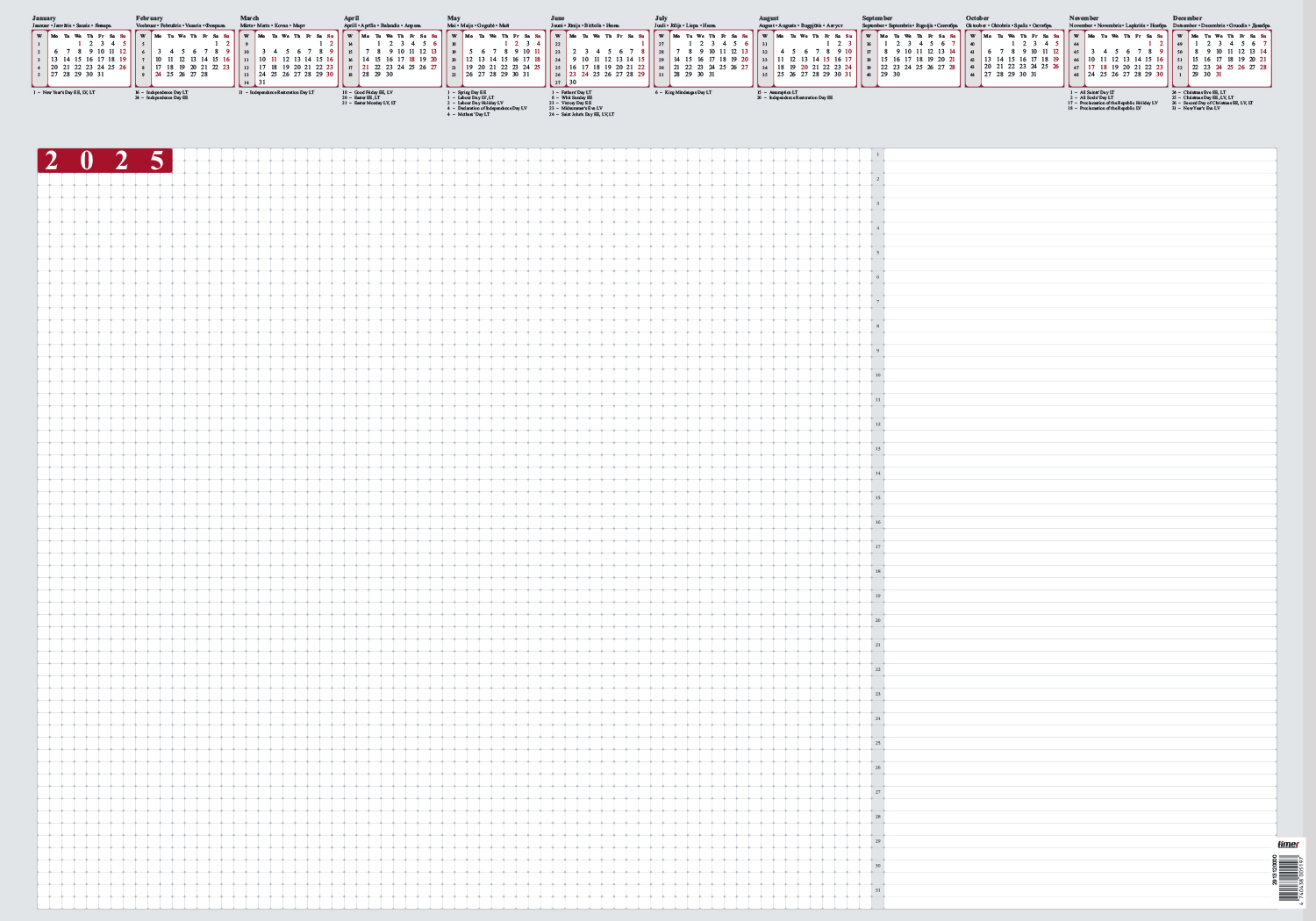 Kalendorius-planuotė A2 12l  2913120000 TIMER, B13-003