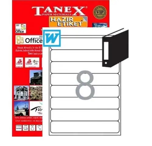 TW-2108 TANEX Lipnios etiketes A4 192x34mm 8 100vnt B12-358
